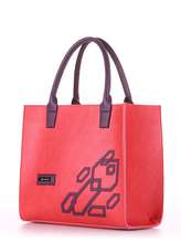 Брендова сумка з вышивкою, модель E18003 червоний-баклажан. Зображення товару, вид збоку.