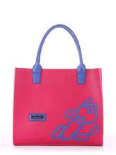 Брендова сумка з вышивкою, модель E18004 ягода-синій. Зображення товару, вид спереду.