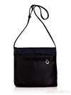 Брендова сумка з вышивкою, модель 130982 чорно-синій. Зображення товару, вид ззаду.