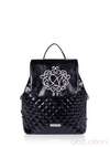 Жіночий рюкзак з вышивкою, модель 152360 чорний. Зображення товару, вид спереду.