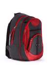 Шкільний рюкзак, модель 171611 чорно-червоний. Зображення товару, вид збоку.