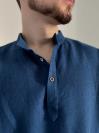 Фото товара: лляна чоловіча сорочка синя. Фото - 3.