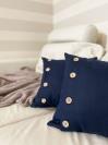 Фото товара: декоративна лляна подушка темно-синя. Фото - 2.