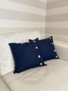 Фото товара: декоративна лляна подушка темно-синя. Фото - 3.