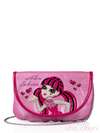 Стильна дитяча сумочка з вышивкою, модель 0160 рожевий. Зображення товару, вид спереду.