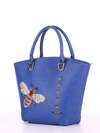Модна сумка з вышивкою, модель 180165 синій. Зображення товару, вид збоку.