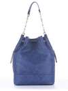 Модна сумка з вышивкою, модель 180202 синій. Зображення товару, вид ззаду.