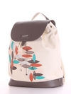 Модний рюкзак з вышивкою, модель 190066 молочний. Зображення товару, вид збоку.