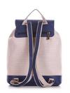 Стильний рюкзак з вышивкою, модель 190401 бежевий-синій. Зображення товару, вид ззаду.