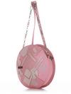Брендова сумка через плече з вышивкою, модель 190363 пудрово-рожевий. Зображення товару, вид збоку.