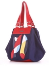 Модна сумка з вышивкою, модель 190041 синій. Зображення товару, вид збоку.