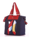 Літня сумка з вышивкою, модель 190051 синій. Зображення товару, вид збоку.