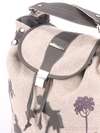 Брендова сумка - рюкзак з вышивкою, модель 160112 льон бежевий. Зображення товару, вид додатковий.